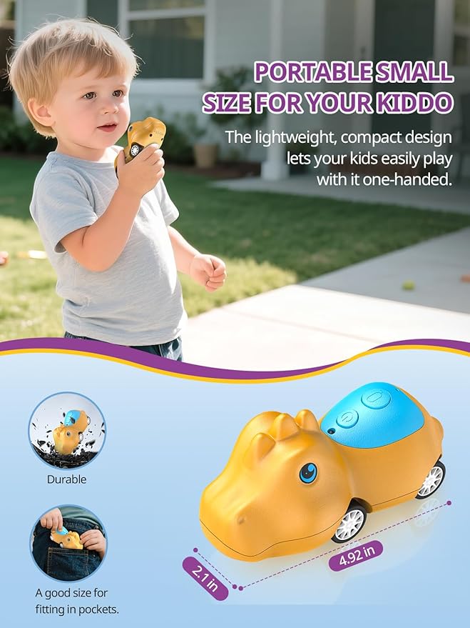 Inspireyes Dinosaur Walkie Talkies for Kids Rechargeable, Dino Toy Cars for Boys & Girls Ages 3-7, Crystal-Clear Audio, 48 Hours of Play, Fun Indoor & Backyard, Birthday Gift for Toddler, 2 Pack