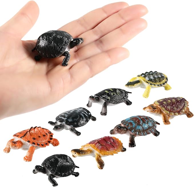 Bememo 16 Pcs Plastic Turtles Toys for Kids Small Sea Turtles Figurines Party Decorations Fake Ocean Animals Figures Bath Toys Mini Realistic Tortoises 2026 Educational Gifts for New Years Birthday