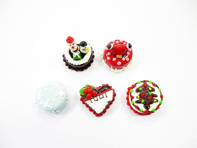 Dollhouse Miniature Food 5 Mini Christmas Cake 1.5 cm Tiny Bakery Supply 16116