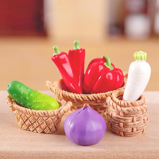 Cayway 22 PCS Miniature Food Mini Vegetables Fairy Garden Accessories for Miniatures Food Kitchen Mini House Store, Micro Landscaping Decoration