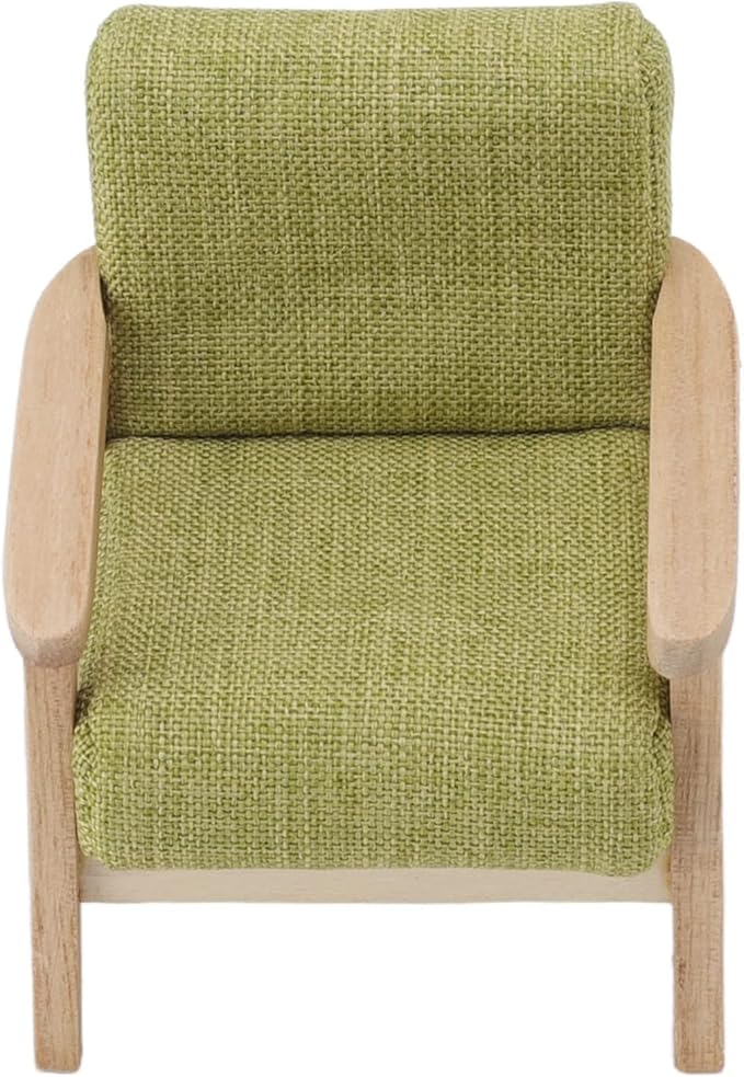 Dollhouse Furniture, Doll House Miniature Sofa Hand Painted Single Lifelike Modeling Decoration for 1 : 12 Doll House (Grass Green)