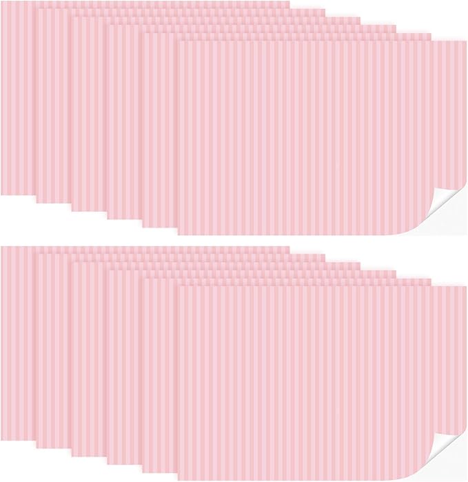 Flutesan 12 Pcs Miniature Dollhouse Wallpaper and Flooring Peel and Stick Mini DIY Self Adhesive Dollhouse Accessories 8.27 x 11.69 Inch (Pink Stripes)
