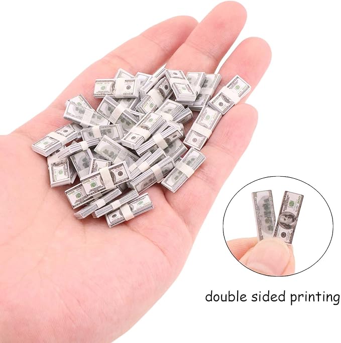 FTYHXP Miniatures Dollhouse 1 12 Scale Accessories 400 Pcs Tiny Money with 1 Set Miniature Champagne Bottles Set Model for Miniature Doll Accessories,Action Figure Props,DIY Craft Projects