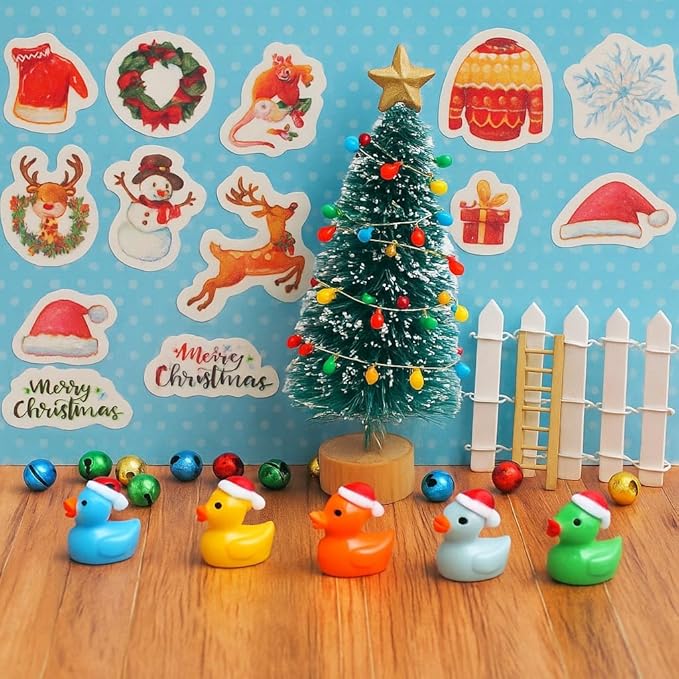 67PCS Dollhouse Accessories Doll House Miniatures Christmas Decoration Small Scene Model Light Mini Tree Gift Boxes Fake Light Door Mini Scene Model Pretend Toys DIY Festival Holiday Party Favors Gift