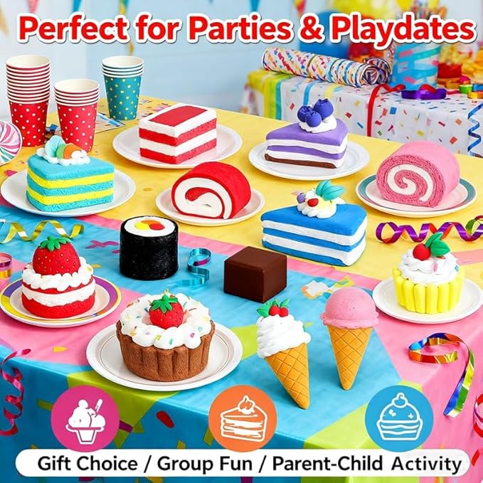 Air Dry Clay Dessert Kit for Kids – 12 Mini Dessert DIY Crafts with Tools, Birthday Cake & Ice Cream Pretend Food, Non -Toxic Arts & Crafts Gift for Girls & Boys Ages 5+
