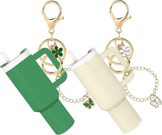 ERTUNA Mini Tumbler Keychain Accessories for Stanley Cup, 2 Way Cute Charms Chapstick Lip Balm Holder for Women Purse Handbag