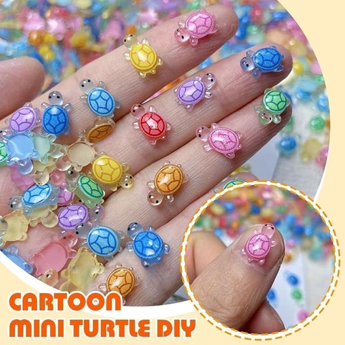 100Pcs Resin Turtle Moulds Set, Mini Animals for DIY Crafts, Dollhouse Miniatures, Garden Decor
