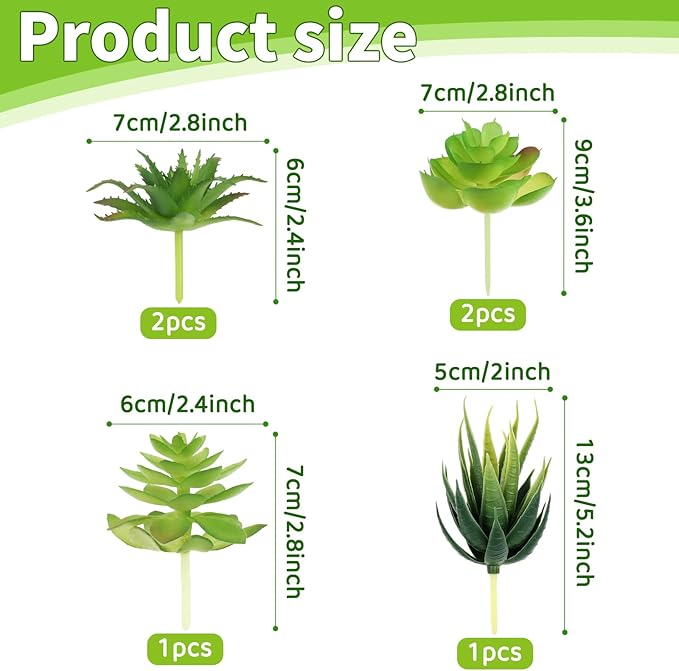 PietyPet Fake Succulent Plants, 6pcs Mini Green Succulent Plants Faux, Artificial Succulents Plants for DIY Crafting Home Floral Wall Office Decoration (excluding pots)