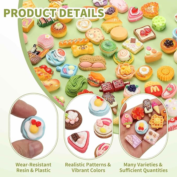 Dollhouse Miniature Food, Cute Mixed Fancy Fruit Cake Figures Toys Mini Resin Foods Trinkets for Pretend Play Kitchen Cooking Game & Doll House Decor (Mixing Colors, 20pcs)