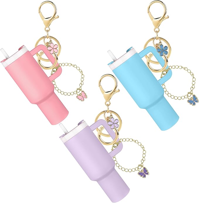 ERTUNA Mini Tumbler Keychain Accessories for Stanley Cup, 2 Way Cute Charms Chapstick Lip Balm Holder for Women Purse Handbag