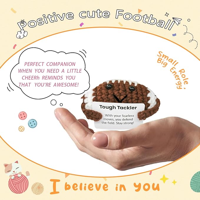 Handmade Crochet Football for Football Lovers!Birthday Gift for Fans and Friends,Emotional Support Gifts for Footballs Enthusiast,Custom Gifts for Men and Women Ball Players