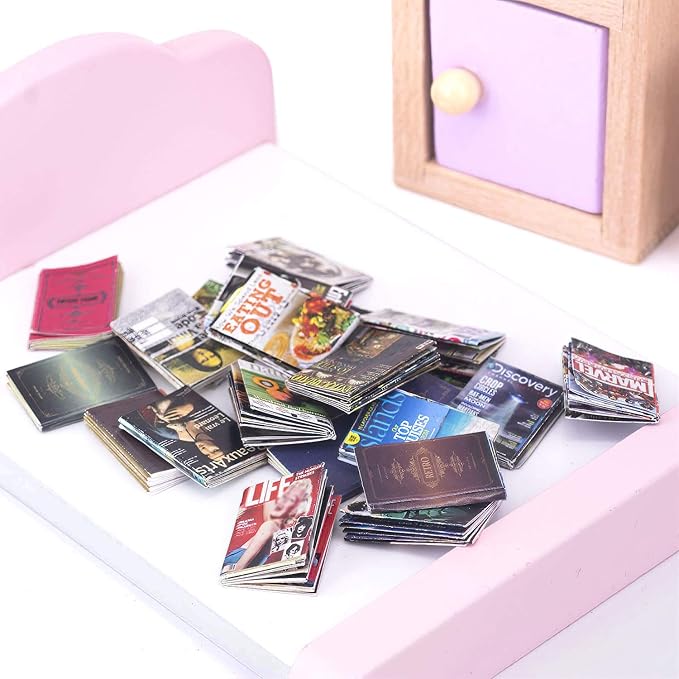 Dollhouse Miniatures Magazine Books Mini Books Mini House Accessories Books Model Dollhouse Accessories 1:12 Scale DIY Puzzle Project Doll House Furnishings Accessories