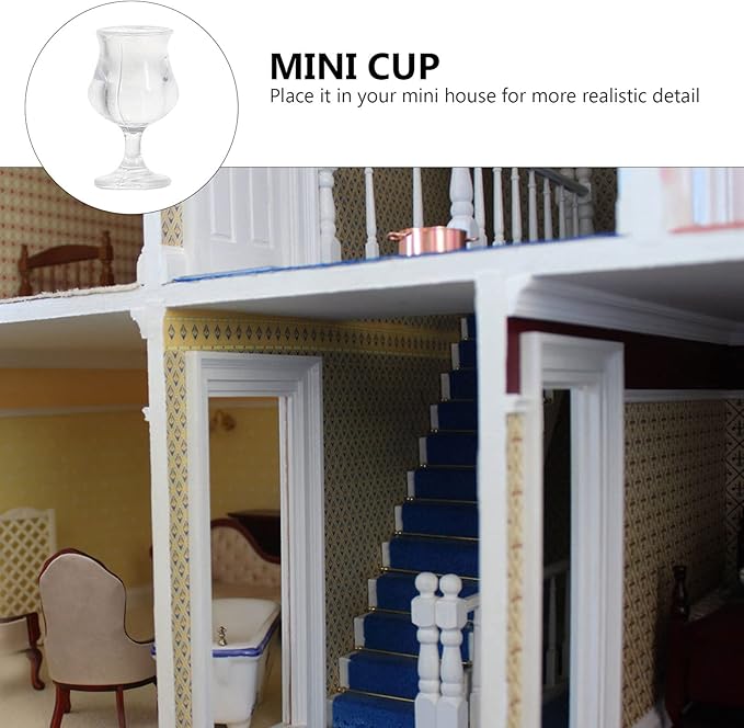 34pcs Miniature Cups 1/17 Dollhouse Miniature Wine Glass Drink Cups Set Miniature Ice Cream Cup Drinking Glasses Dollhouse Kitchen Accessories