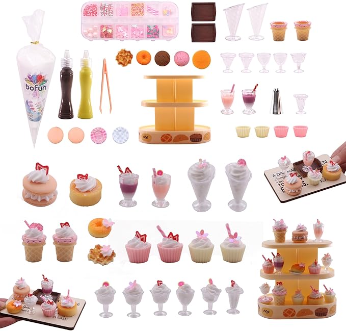 BoFUN DIY No-Bake Miniature Food Craft Kit - 1/12 Scale Dollhouse Kitchen Accessories, Hobby Craft Set for Teens Adults Ages 12+, Creative Art Project & Birthday Christmas Gift (Baking)