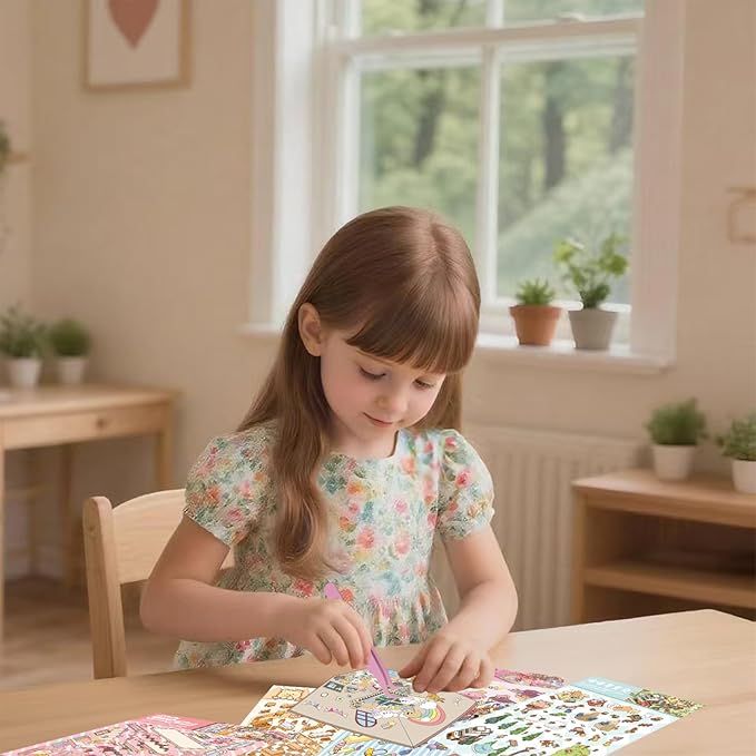 DIY 3D Sticker Scene,6 Sets of Kawaii Miniature Scenic House Stickers,Cozy Room Stickers Therapy Scenes for Adults and Kids Stress Relief Pass The Time and Gifts (Z-4)