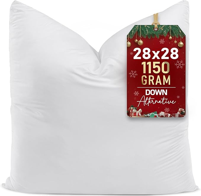 Utopia Bedding Throw Pillows (Set of 1, White) – 28 x 28 Inches Down Alternative Pillows for Bed, Sofa, and Couch - Fluffy Decorative Stuffer Pillow for Indoors & Outdoors
