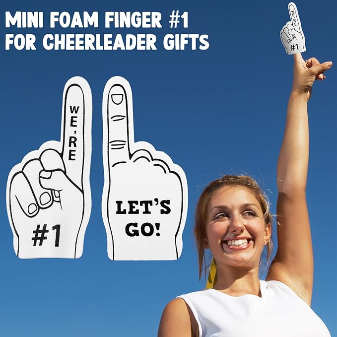 Sinmoe 24 Pcs Mini Foam Finger Baseball Fan Mini Foam Finger, We're #1 Sports Themed Party Supplies for Baseball Hockey Football Basketball Events Team Gifts(White)