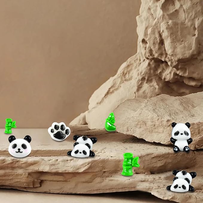 60 Pieces Tiny Panda for Dollhouse Miniatures Resin Animals for Crafts Mini Pandas for Fairy Garden Micro Landscaping Decoration
