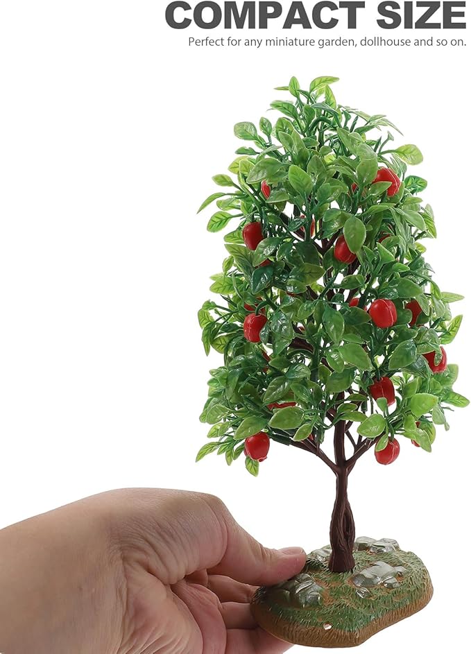 2Pcs Artificial Apple Tree Model - Miniature Fruit Trees for Micro Landscape, Dollhouse, Sand Table Scenery Decor