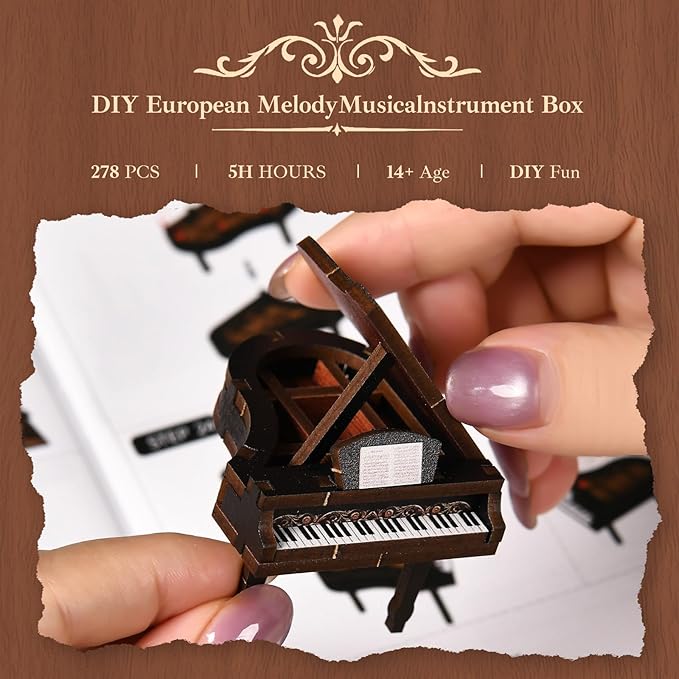Book Nooks for Adults, DIY Miniature Dollhouse Book Nook Kit with Led Light Classical Music Room Crafts for Adults with Led Light Book Nook Kits Gifts for Family and Friends