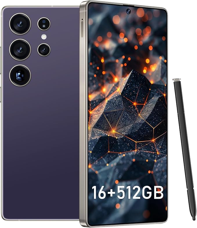 BDWJW I25 Ultra Smartphone 16GB+512GB Android 14 Smartphone, 6.99" FHD+ Display, 7000mAh Battery, 108MP+68MP Dual Camera, Built-in Pen Stylus, Fast Performance Large Memory (Purple)