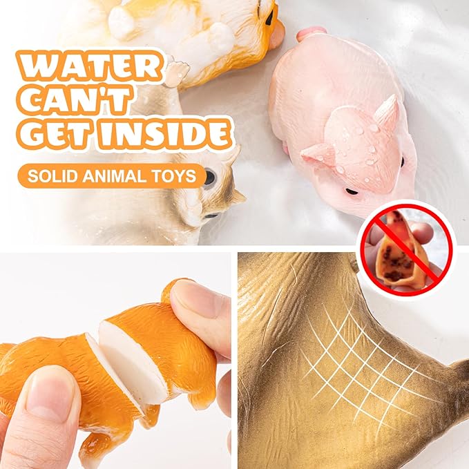 6PCS Animal Toys for Toddlers, Sensory Toys Cute Farm Animal Figures Pocket Pets Toys for Kids Includes Dog, Rabbit, Hamster, Pig Figurines Cake Toppers Birthday Gifts for Preschool Kids