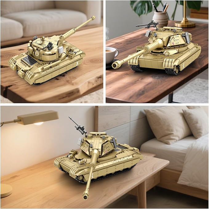 Reobrix 60TP Tank Building Set 77036, World of Tanks Authorized Products 1128 PCS, 1:28 Scale Tank Model Kit, Army Tanks Toy Building Kit for Military Fans, Birthday Gifts Ideal for Adults Boys 8-14