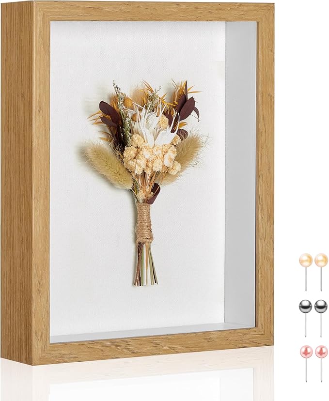 11x14 Shadow Box Picture Frame Display Case with Soft Linen Back-Thickened Panel,Large Brown Deep Shadow Box Frame 11x14 for Graduation Flower Medal Pet Photo Craft Memorial Gift