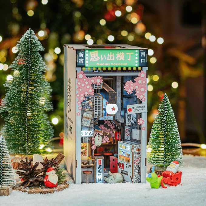 Anavrin Book Nook Kit Omoide Yokocho – DIY 3D Wooden Booknook for Adults, Teens and Book Lovers, Bookshelf Insert Library Decor, Creative Gift for Family, Friends, and Elderly