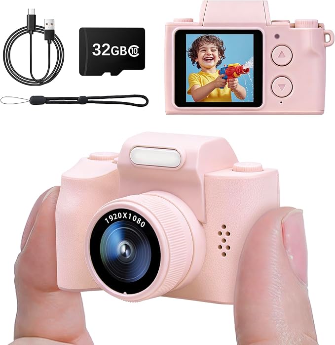 Mini Keychain Camera, FHD 1080p 48MP Mini Digital Camera with 1.3" HD Display & LED Light, 32GB SD Card Included - Fun for Kids & Adults, Collectible Gift for Travel, Birthdays & Stocking Stuffers