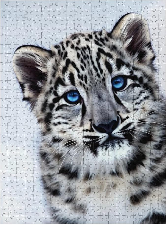 Jigsaw Puzzles for Adults 500 Piece - Cute Snow Leopard Wooden Puzzle,Funny Puzzles，Unique Gifts for Wall Art，Family Puzzle，Educational Games，Challenge Puzzles