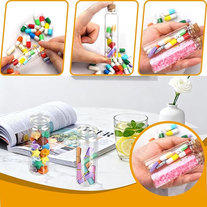 100Pcs 20ml Mini Glass Bottles with Cork Stoppers - Small Clear Vials for DIY Crafts, Wedding Favors, Halloween Decor, Wishing Spell Jars, Includes Funnel-(22 * 80 mm)