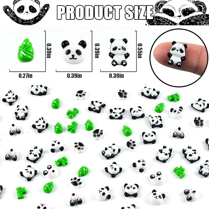 60 Pieces Tiny Panda for Dollhouse Miniatures Resin Animals for Crafts Mini Pandas for Fairy Garden Micro Landscaping Decoration