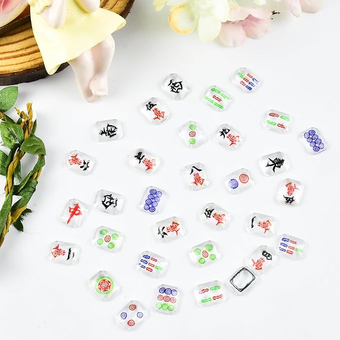 200 Pieces Tiny Mahjong for Dollhouse Miniatures Resin Things for Crafts Mini Mahjong for Fairy Garden Micro Landscaping Decoration