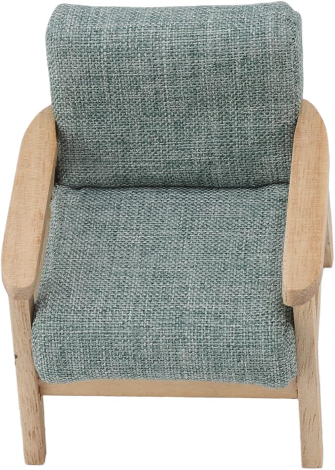 Dollhouse Furniture, Doll House Miniature Sofa Hand Painted Single Lifelike Modeling Decoration for 1 : 12 Doll House (Grey Green)