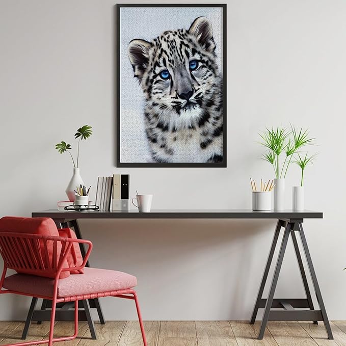 Jigsaw Puzzles for Adults 1000 Piece - Cute Snow Leopard Wooden Puzzle,Funny Puzzles，Unique Gifts for Wall Art，Family Puzzle，Educational Games，Challenge Puzzles
