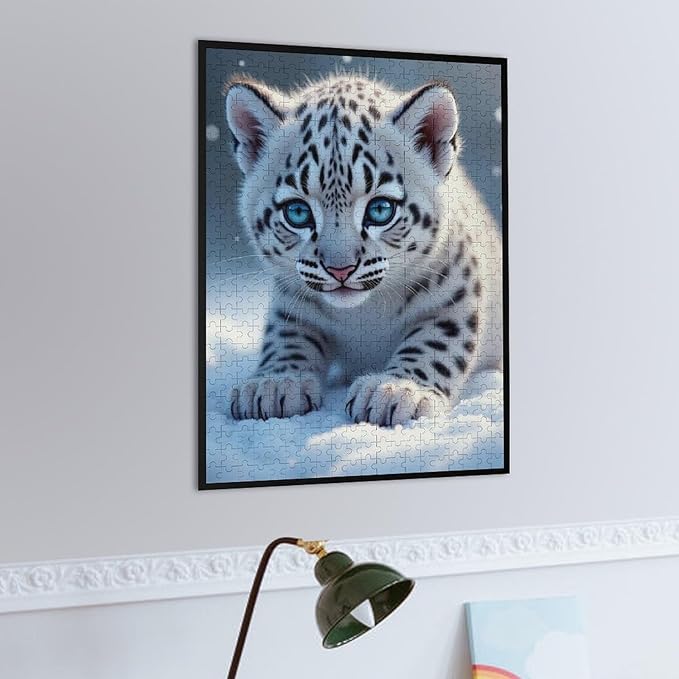 Jigsaw Puzzles for Adults 500 Piece - Cute Snow Leopard Wooden Puzzle,Stress Relief Games,Funny Puzzles，Unique Gifts for Wall Art，Family Puzzle，Educational Games，Challenge Puzzles
