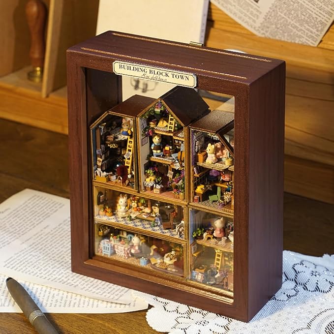 DIY Miniature House Kit, CUTEROOM Mini House Kit for Adult to Build, Wooden Dollhouse Making Kit with Furniture, Christmas Birthday Gifts