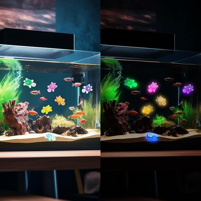 100 Pcs Tiny Mini Luminous Resin Turtles Figures Sea Crafts Glow in The Dark Bulk Plastic Ocean Animals Figurines to Hide 10 Colors Dollhouse Garden Aquarium Micro Landscape Decor