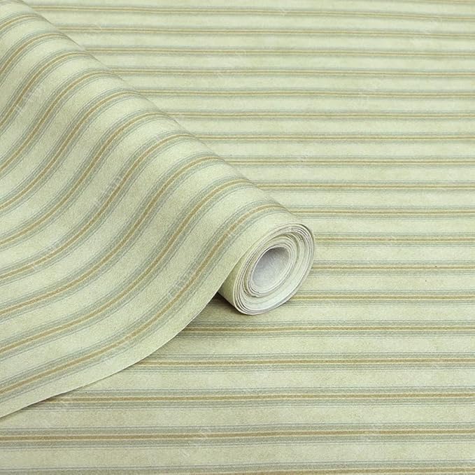 iLAND Originality Dollhouse Wallpaper 39 * 15.7 inch, Dollhouse Accessories on 1:12 Scale or 1:6 Scale (Striped Green-Yellow)
