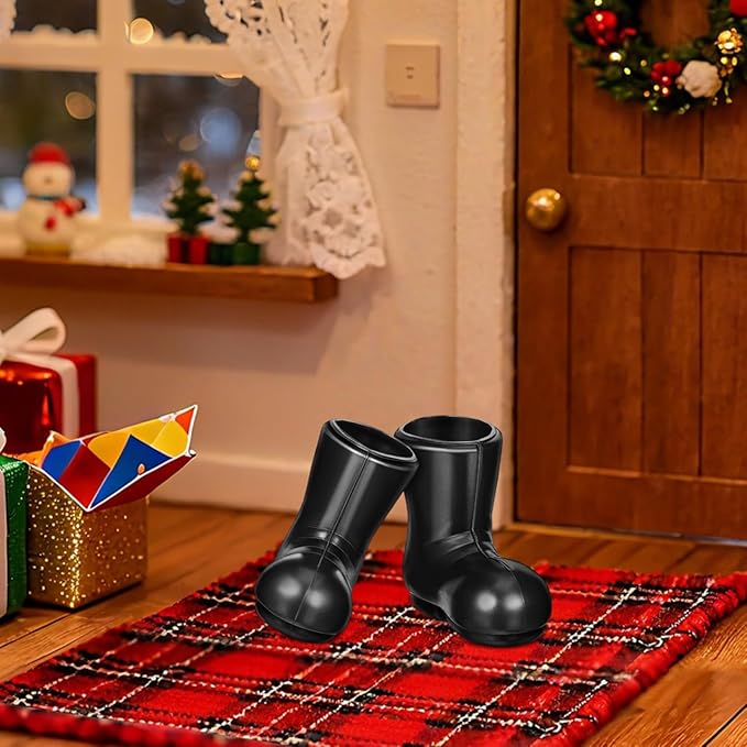 Totority Miniature Christmas Santa Boots 12Pcs Tiny Festival Desktop Decorations Mini Shoes for Dollhouse Crafts and Holiday Display