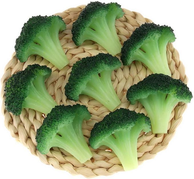 Gresorth 6pcs Fake Broccoli Slice Decoration Artificial Vegetable for Home Kitchen Shop Learning Food Model - Green