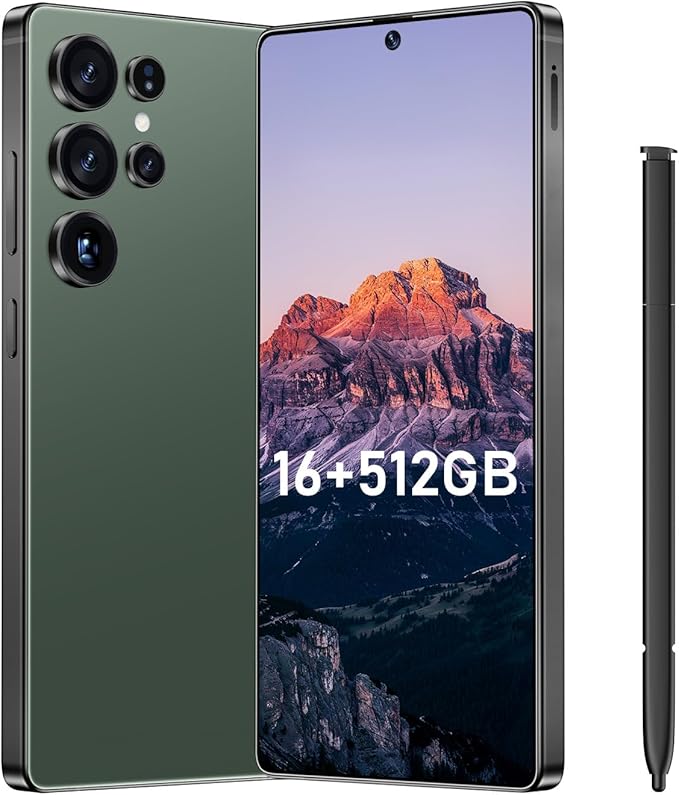 Bnjbmj I25 Ultra Flagship Killer Smartphone - Snapdragon 8 Gen 3, 16GB+512GB, Massive 6.99" FHD+ Display, 108MP+68MP Pro Cam, 7000mAh 2-Day Battery, Android 14, Includes Stylus Pen (Green)