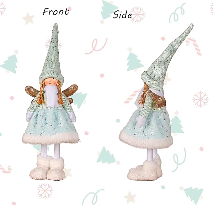 Dedrian11 Christmas Decor Handcrafted Fabric Angel Doll, Festive Elf Figurine with Whimsical Charm,Ornament & Gift for Women, Christmas Tree Decor & Home Accent (Mint Blue)