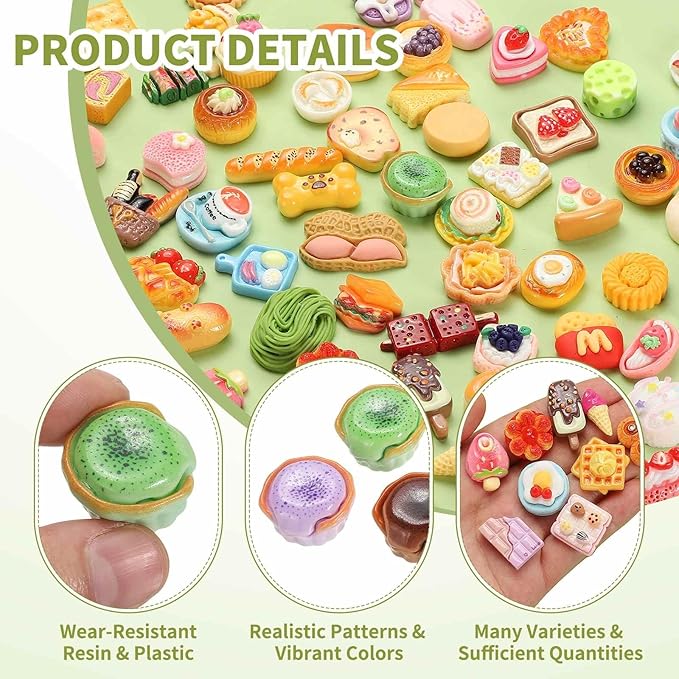 Dollhouse Miniature Food, Cute Mixed Molten Dessert Figures Toys Mini Resin Foods Trinkets for Pretend Play Kitchen Cooking Game & Doll House Decor (Mixing Colors, 20pcs)