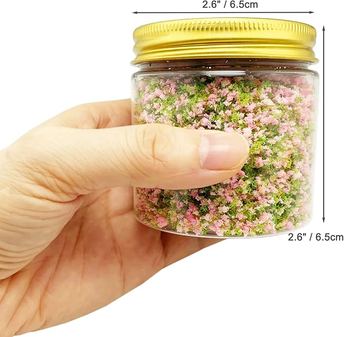 PrettyLife Miniature Flower Grass Cluster Tufts Material Colorful for DIY Mini Dollhouse Fairy Garden Tree Railway Simulated Static Scenery Micro Landscape Model (Pink)
