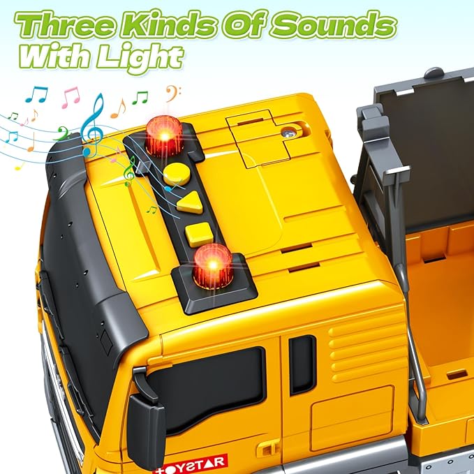 Kids Toys for 3 4 5 6 7 8 Years Old Boys, Large Excavator Truck Toy with Lights, Sounds, Toddler Friction Powered Truck Vehicle Toy for Boys Girls Christmas Birthday Gifts