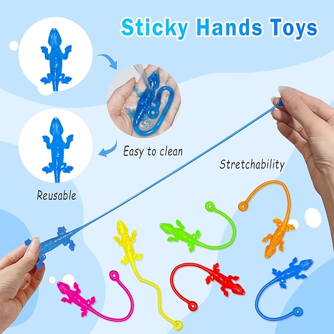 Sticky Hands Bulk 36PCS Kids Party Favors Lizard Shape Stretchy Sticky Hand Fidget Toys Kids Goodie Bag Stuffers Treasure Box Toys for Classroom Prizes Birthday Party Supplies Easter Egg Fillers