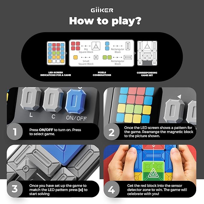 GiiKER Super Slide Puzzle Games, Original 500+ Challenges Brain Teaser Puzzle, Toys for Kids Teens, Travel Games Birthday Stocking Stuffers for Boys Girls, Activities for Road Trips