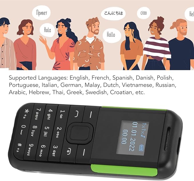 GOWENIC Small Mini Phone, 2G GSM Dual SIM Unlocked Smartphone, 0.66inch Screen 380mah Kids Small Smartphone, Bluetooth Sound Player Basic Phone (Black Green)